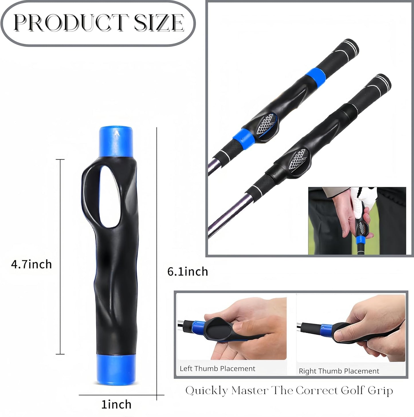 Golf Grip Trainer, Golf Training Aid, Golf Grip Kit, Golf Club Grips, Grip Trainer Golf Club Ergonomic Design for Swing Correction and Muscle Memory Drills Golf Accessories Gifts