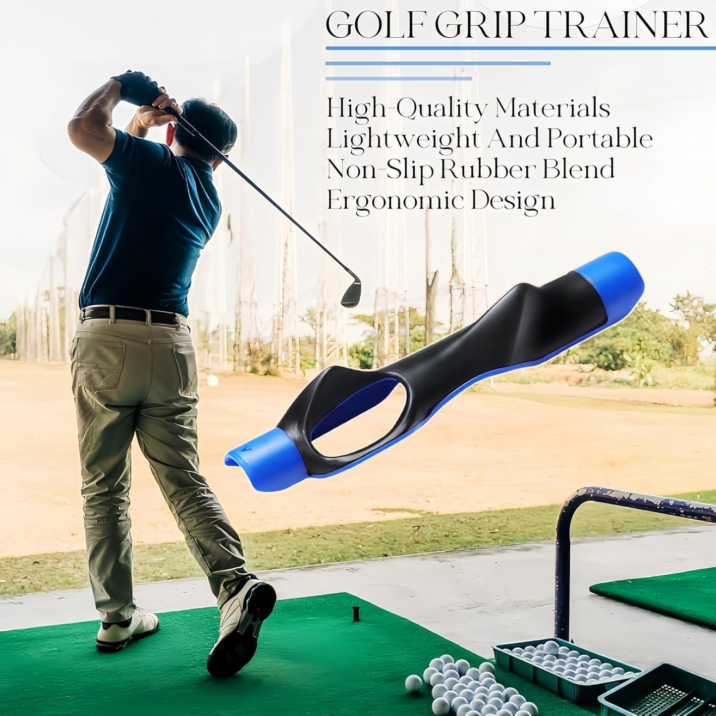Golf Grip Trainer, Golf Training Aid, Golf Grip Kit, Golf Club Grips, Grip Trainer Golf Club Ergonomic Design for Swing Correction and Muscle Memory Drills Golf Accessories Gifts