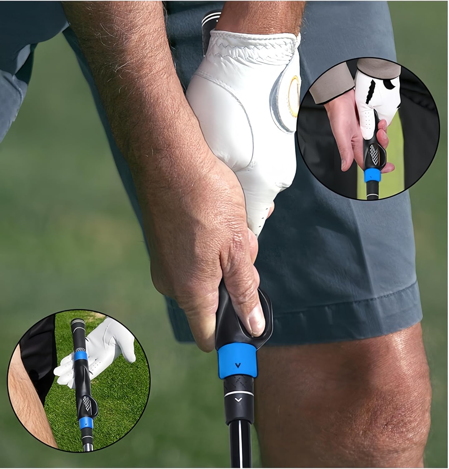 Golf Grip Trainer, Golf Training Aid, Golf Grip Kit, Golf Club Grips, Grip Trainer Golf Club Ergonomic Design for Swing Correction and Muscle Memory Drills Golf Accessories Gifts