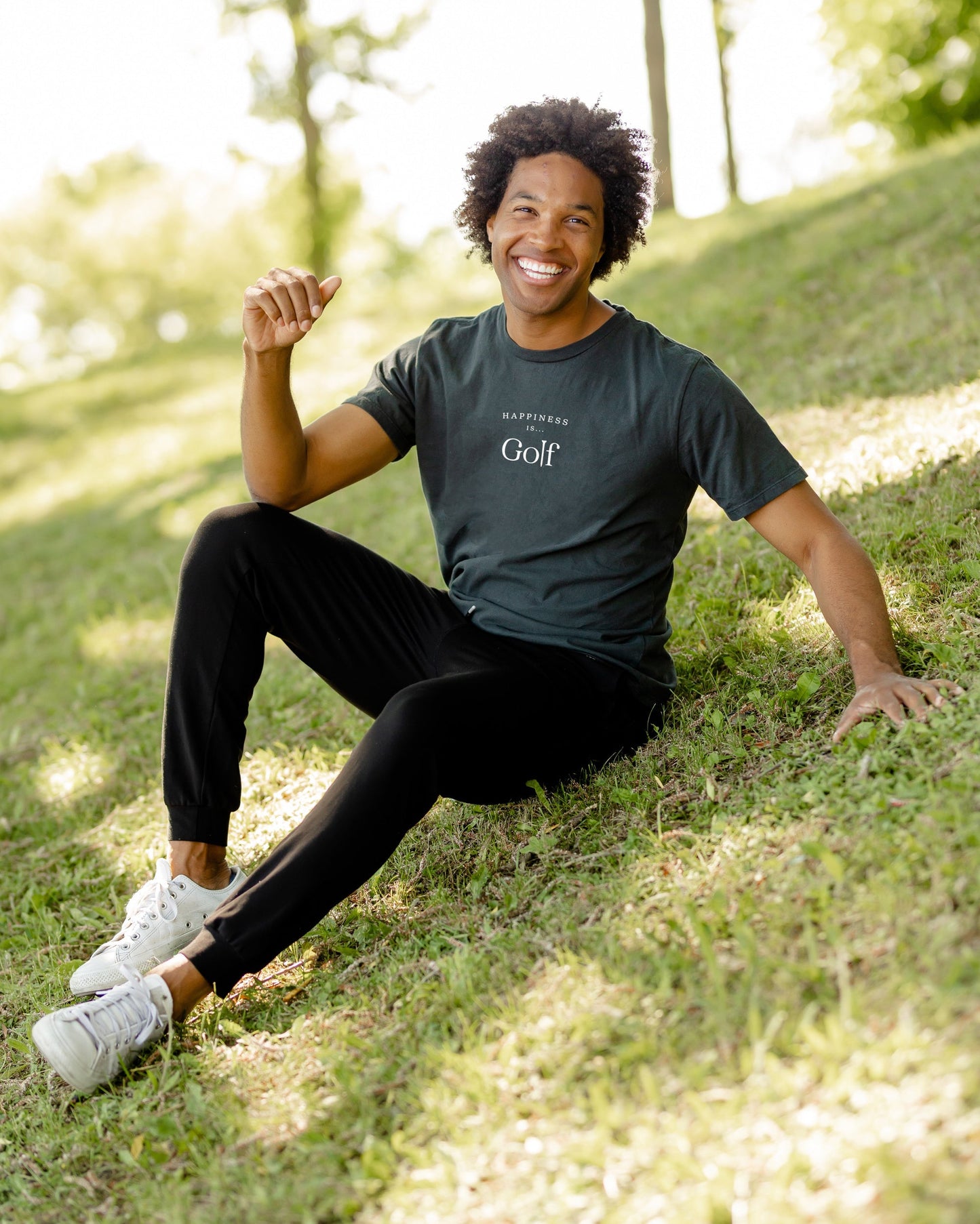 Men's Golf T-Shirt, Heather Navy-1