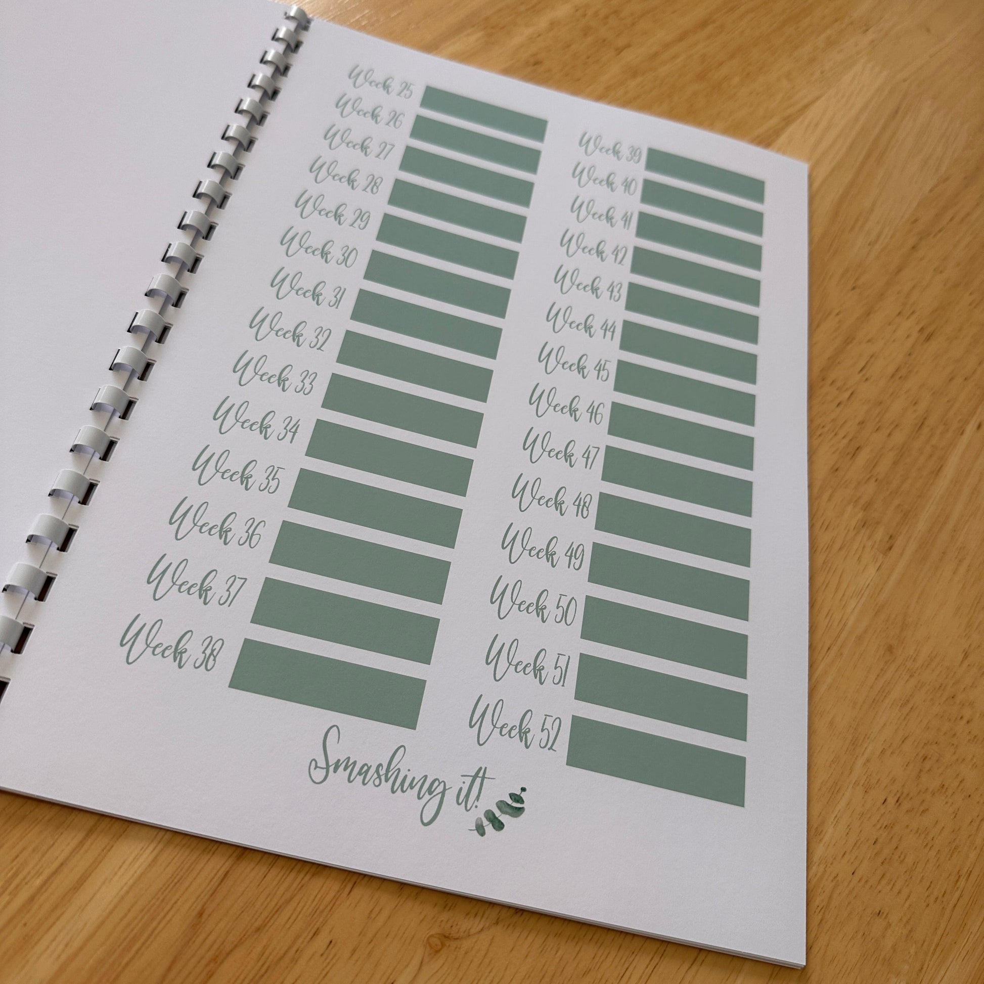 Binded Eucalyptus Leaf Weight Loss & Diet Tracker Journal A4 Diary - Up To 1 Year Measurements Goals Weigh Ins + Lots MORE!-4