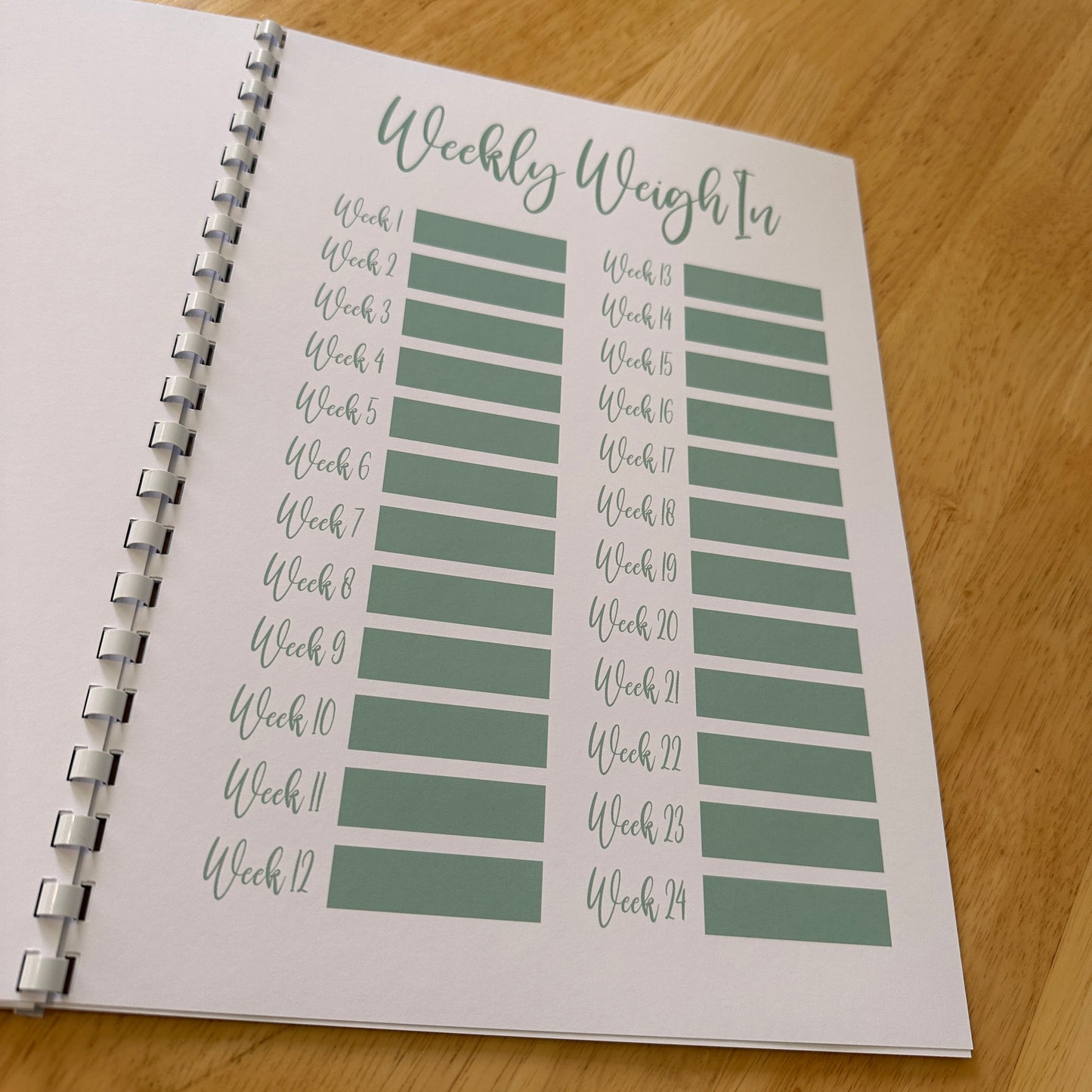 Binded Eucalyptus Leaf Weight Loss & Diet Tracker Journal A4 Diary - Up To 1 Year Measurements Goals Weigh Ins + Lots MORE!-3